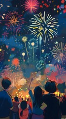 fireworks background at night party, new year's eve party