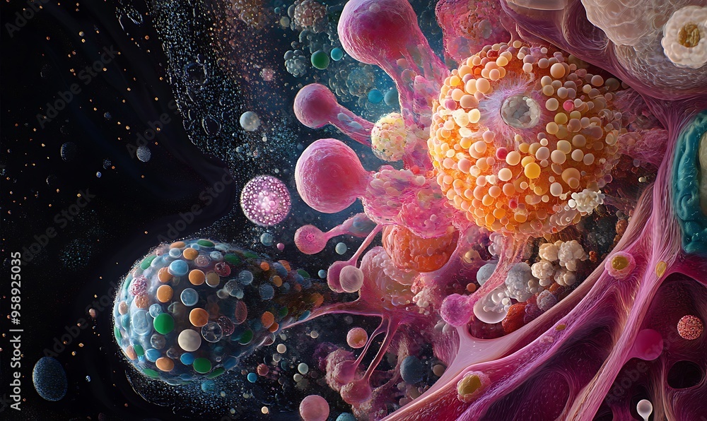 Aufkleber abstract microscopic view of cells and structures