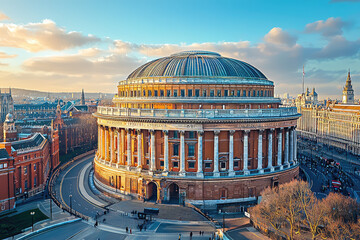 The Royal Albert Hall: A Majestic London Landmark Under a Golden Sky