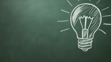Chalkboard with a simple drawing of a lightbulb.