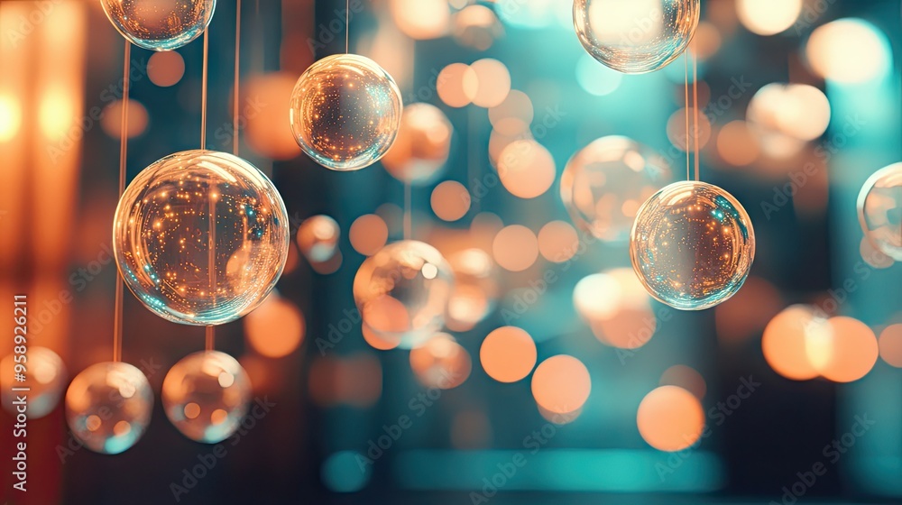 Poster cluster of sparkling chat bubbles suspended in a spacious room, reflecting modern digital communicat