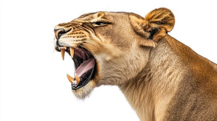 Close-up Portrait of a Lioness Roaring