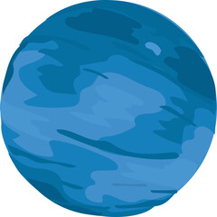 Cartoon blue planet illustration on transparent background.
