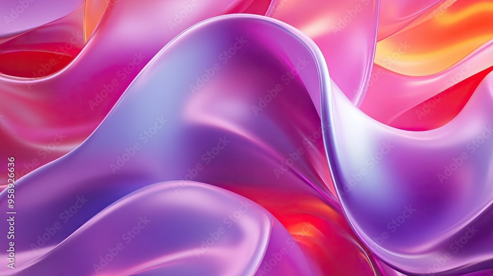 Poster colorful 3d fluid shapes twisting and flowing in a harmonious pattern, with bright gradients and smo