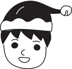 Christmas boy doodle illustration on transparent background.
