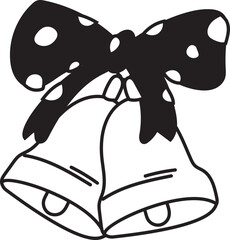 Christmas bell doodle illustration on transparent background.
