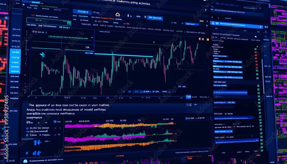 Aufkleber financial data display on a computer monitor