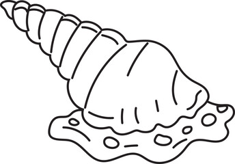 Cartoon snail hand drawn doodle illustration on transparent background.
