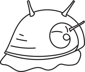 Cartoon snail hand drawn illustration on transparent background.
