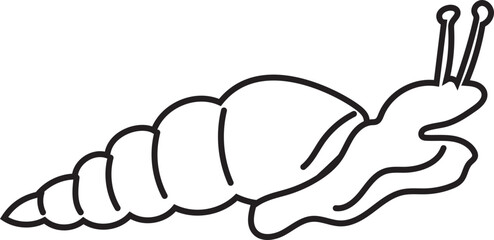 Cartoon snail doodle illustration on transparent background.
