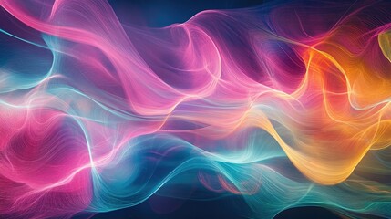 Obraz premium Colorful abstract waves with resonance effects, creating a visually engaging background with flowing lines and rhythmic patterns.