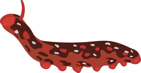Cartoon red caterpillar illustration on transparent background.
