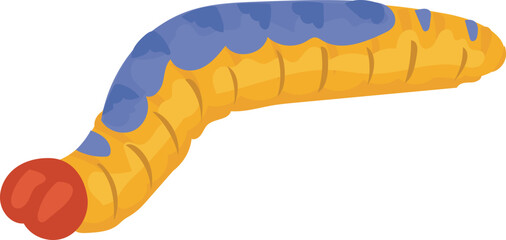 Cartoon caterpillar illustration on transparent background.
