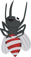 Cartoon mosquito doodle illustration on transparent background.
