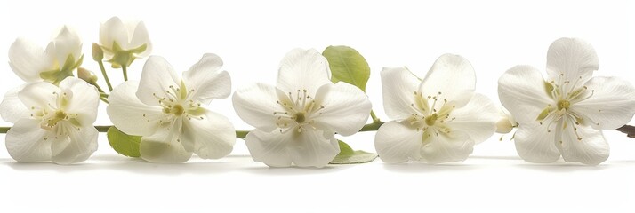 Obraz premium White jasmine flowers displayed in isolation on a white background, showcasing their delicate
