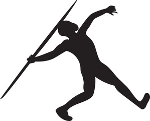 Javelin player silhouette illustration on transparent background.
