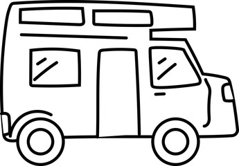 Cartoon van doodle illustration on transparent background.
