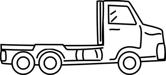 Cartoon truck doodle illustration on transparent background.
