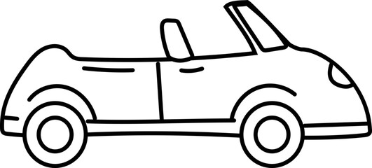 Cartoon car doodle illustration on transparent background.
