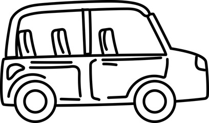 Cartoon car doodle illustration on transparent background.
