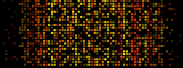 Vibrant Pixelated Design: Red, Orange, and Yellow on Dark Background