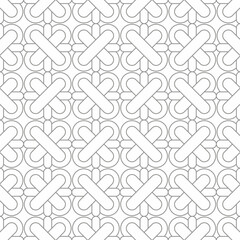 Seamless geometric pattern with crossed elements consisting of interlocking gray lines on a white background. Suitable for backgrounds, textiles or decorative elements.