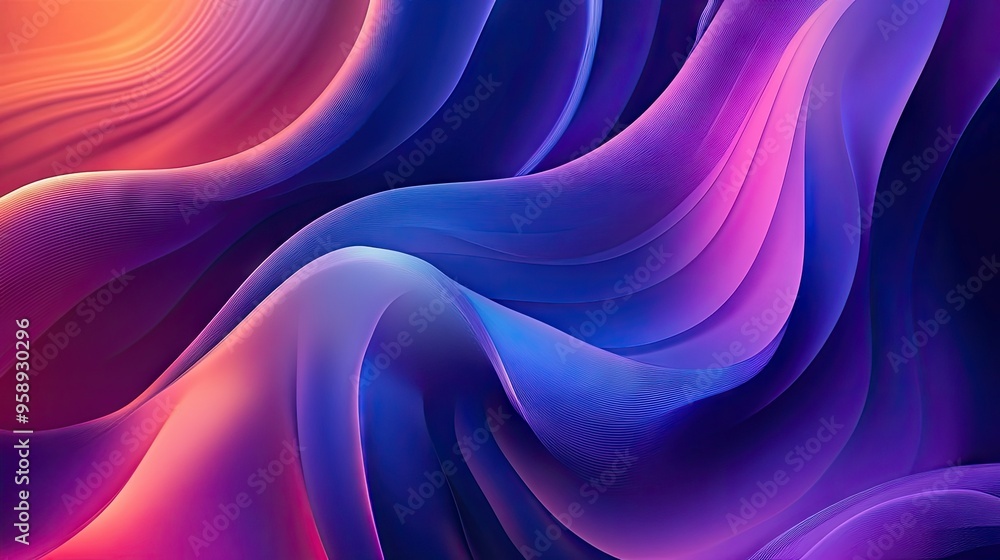 Poster contemporary dynamic wave design with fluid motion and vibrant gradients, providing a stylish and mo