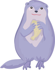 Cartoon ​​otter illustration on transparent background.
