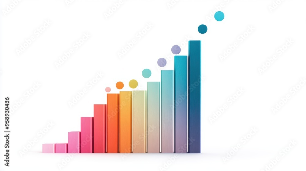Poster a colorful line graph illustrating a steady upward trajectory of stock prices.