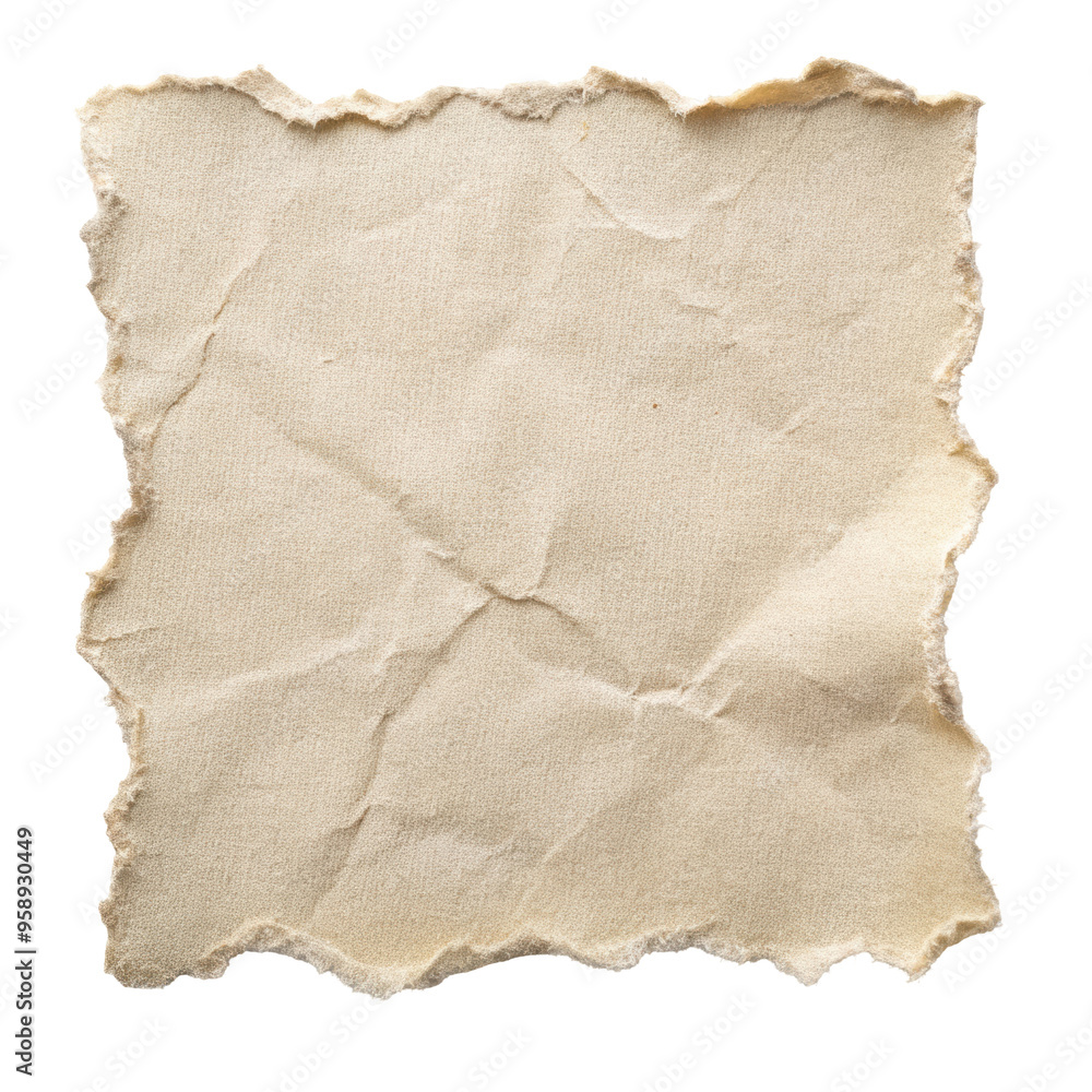 Poster wrinkled and torn paper sheet with rough texture and uneven edges. suitable for eco-friendly project