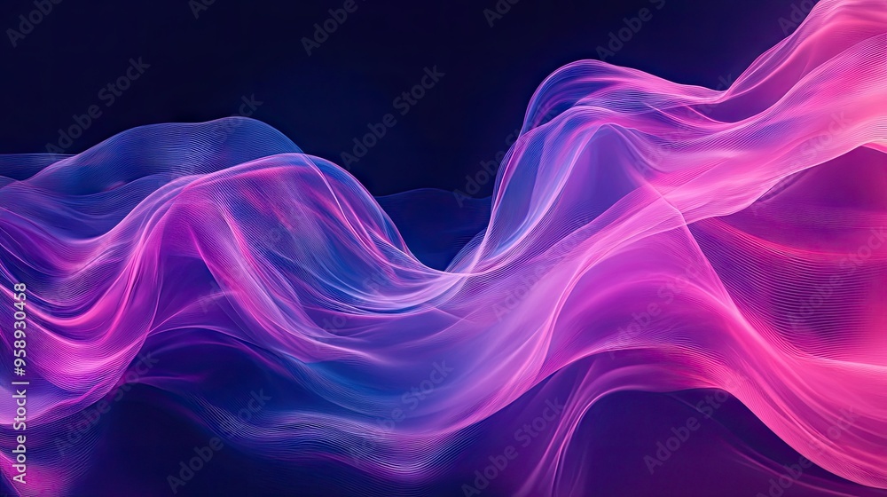 Poster contemporary dynamic wave design with fluid motion and vibrant gradients, providing a stylish and mo