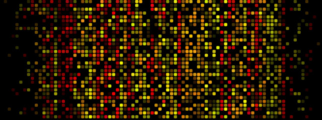 Vibrant Pixelated Design: Red, Orange, and Yellow on Dark Background