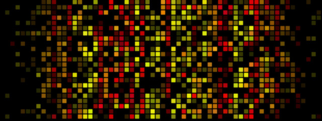 Vibrant Pixelated Design: Red, Orange, and Yellow on Dark Background