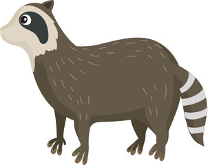 Cartoon raccoon illustration on transparent background.
