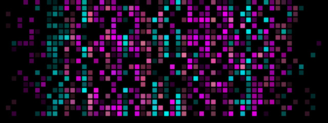 Pixelated Design: Purple and Turquoise on Dark Background