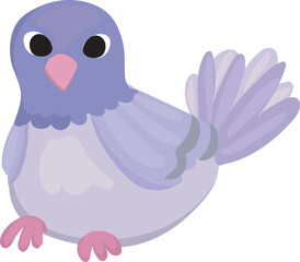 Cartoon purple bird illustration on transparent background.
