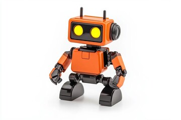 Fototapeta premium A charming, stylized robot character with vibrant eyes, perfect for illustrating technology, innovation, and creativity themes.
