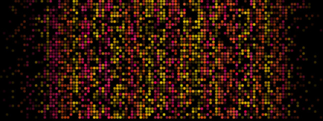 Abstract Pixel Background: Red, Orange, and Yellow Pixels on Black Screen