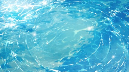 Obraz premium Tranquil Blue Water with Sun Reflections - Serene Seascape Rendering with Rippling Waves and Sky Reflections