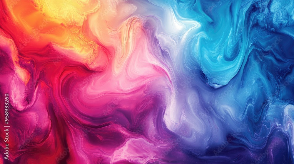 Poster dynamic abstract background with vibrant, swirling colors and fluid motion, ideal for creating eye-c
