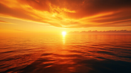 Fototapeta premium bright orange sunset over sea