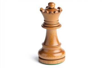 A detailed view of a wooden chess queen piece, exemplifying craftsmanship and strategic importance in the game of chess.
