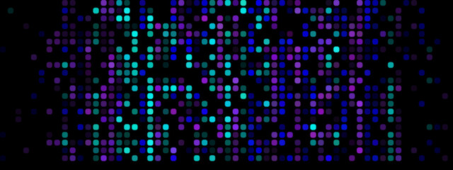 Pixelated Abstract Background: Shades of Blue, Turquoise, and Purple on Dark Screen