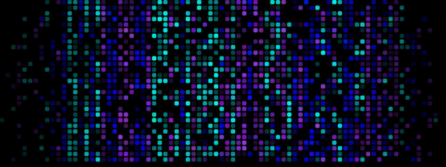 Abstract Pixel Background: Blue, Turquoise, and Purple on Black