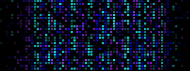 Abstract Pixel Background: Blue, Turquoise, and Purple on Black