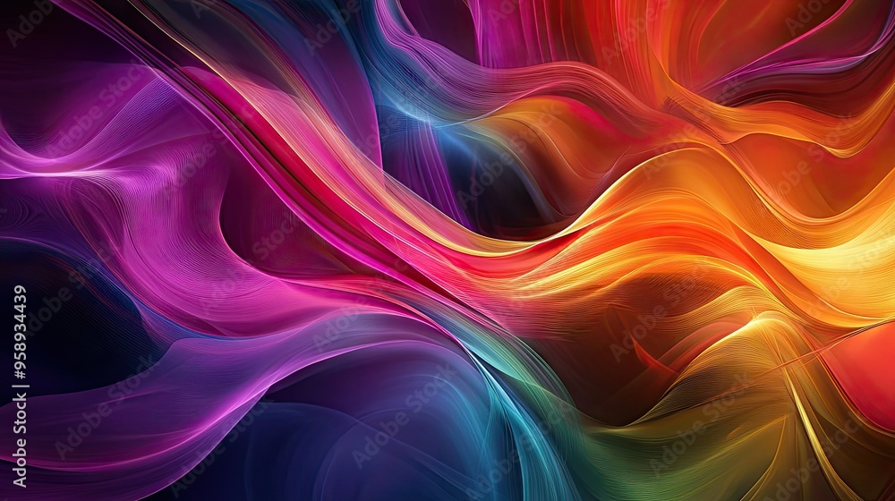 Poster dynamic and vibrant abstract background with flowing colors, creating an engaging and visually appea