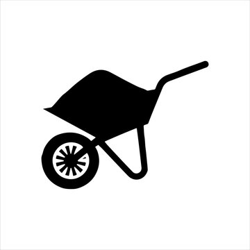 recommend clip art: Black wheelbarrow cart icon silhouette vector illustration design on white background.