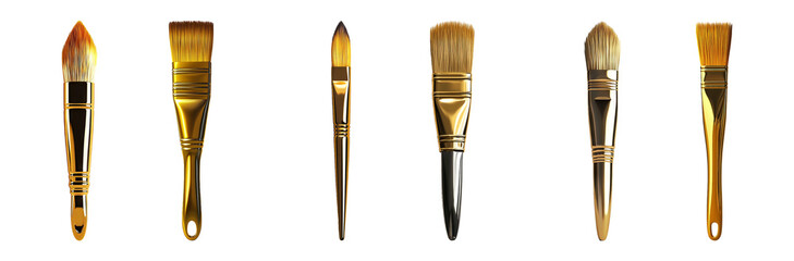 Fototapeta premium Set of paintbrushes with different shapes isolated on transparent background