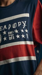 A festive th of July T-shirt design featuring Independence Day typography, with space for additional text.