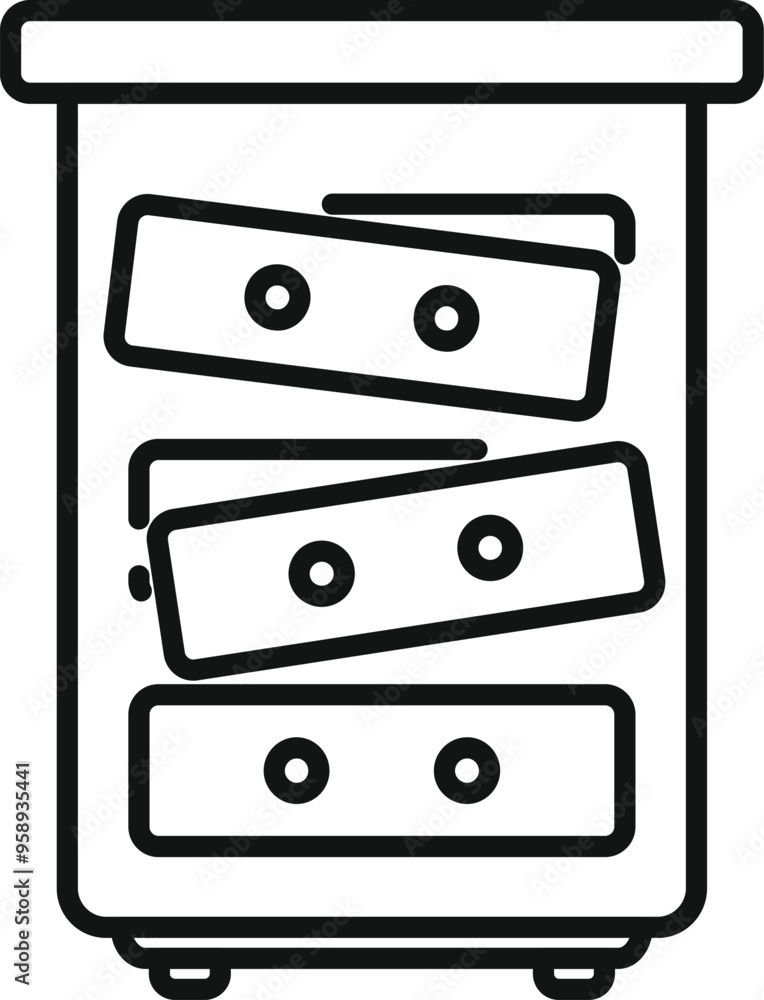 Poster this icon represents a server rack being managed by a technician, ideal for use in it and networking